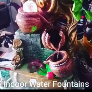 Polyresin Table Top Indoor Outdoor Water Fall Fountain with LED Lights Home Decor Decoration